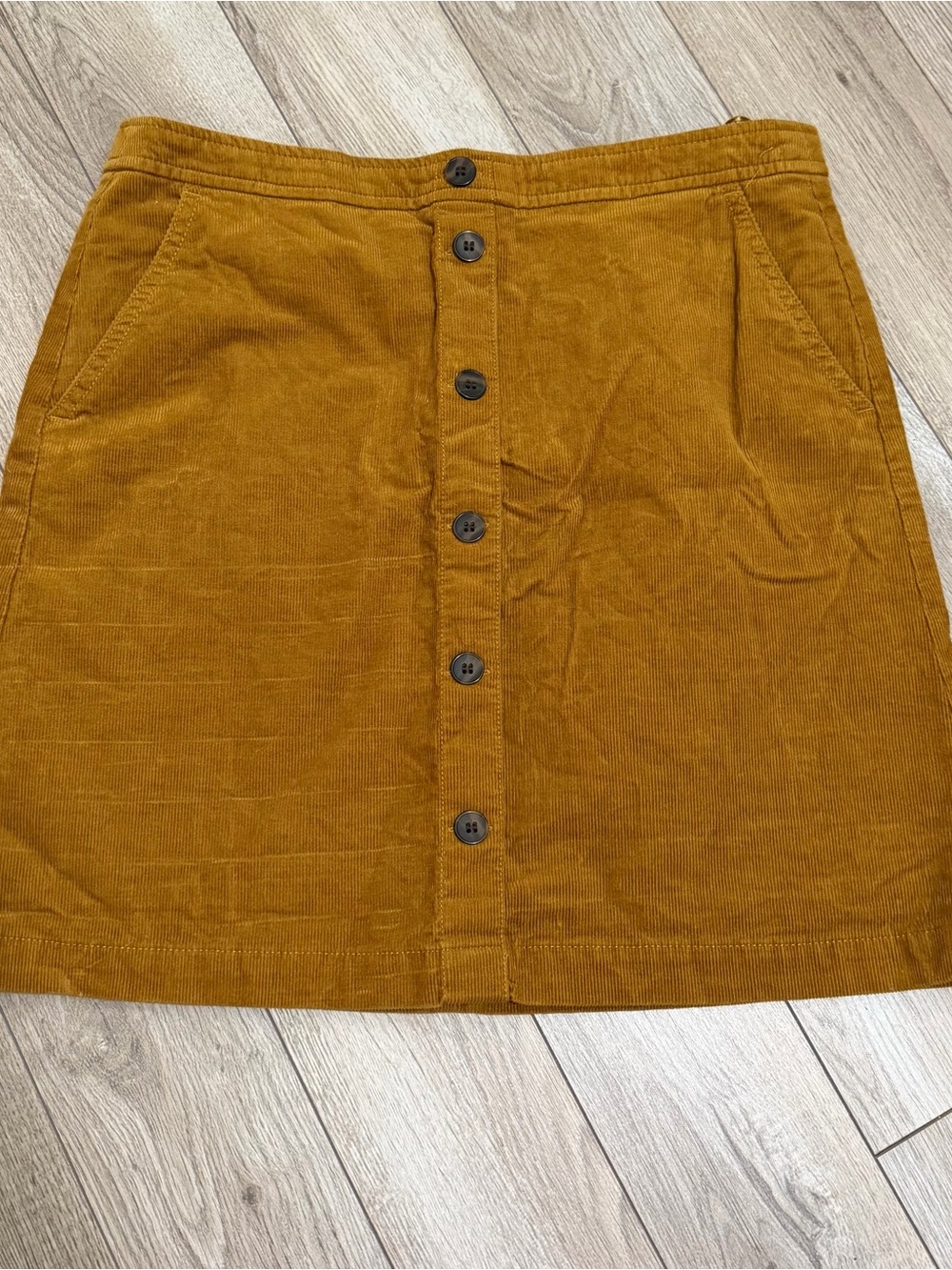 J. Crew Button-Front Corduroy Skirt - Mustard